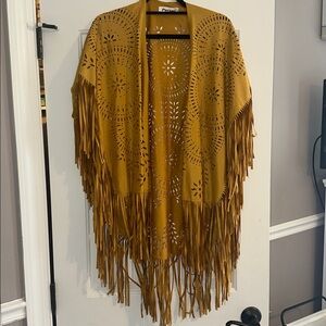 Mustard Fringe Open Cardigan